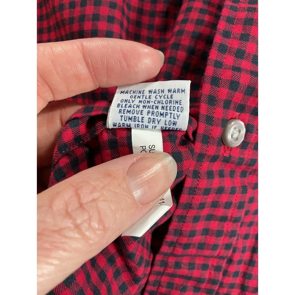 Ralph Lauren Mens Red Black Gingham Check Cotton Button Down Shirt Small S 2237